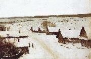 Isaac Levitan Village,Winter oil painting picture wholesale